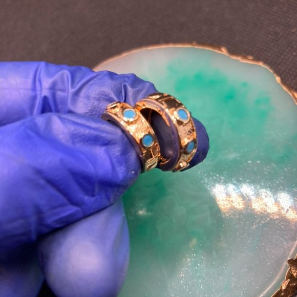 Turquoise Gold Earrings - Picture 1 of 8